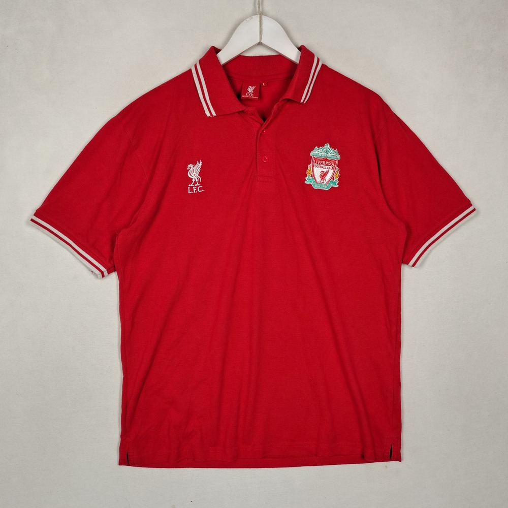 Official Liverpool FC Polo Shirt Mens Large Red Short Sleeve Liver Bird Crest